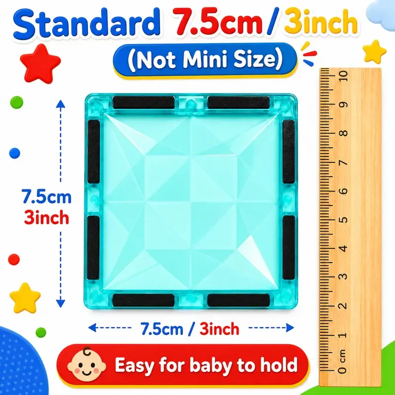Magnetic Tiles,Preschool Magnet Building Cubes,Learning Construction Stacking Blocks,Cognitive & Math Development Toy for Toddlers,Kids Educational Playset,Children's Day Gift for 3 4 5 6 Year Old
