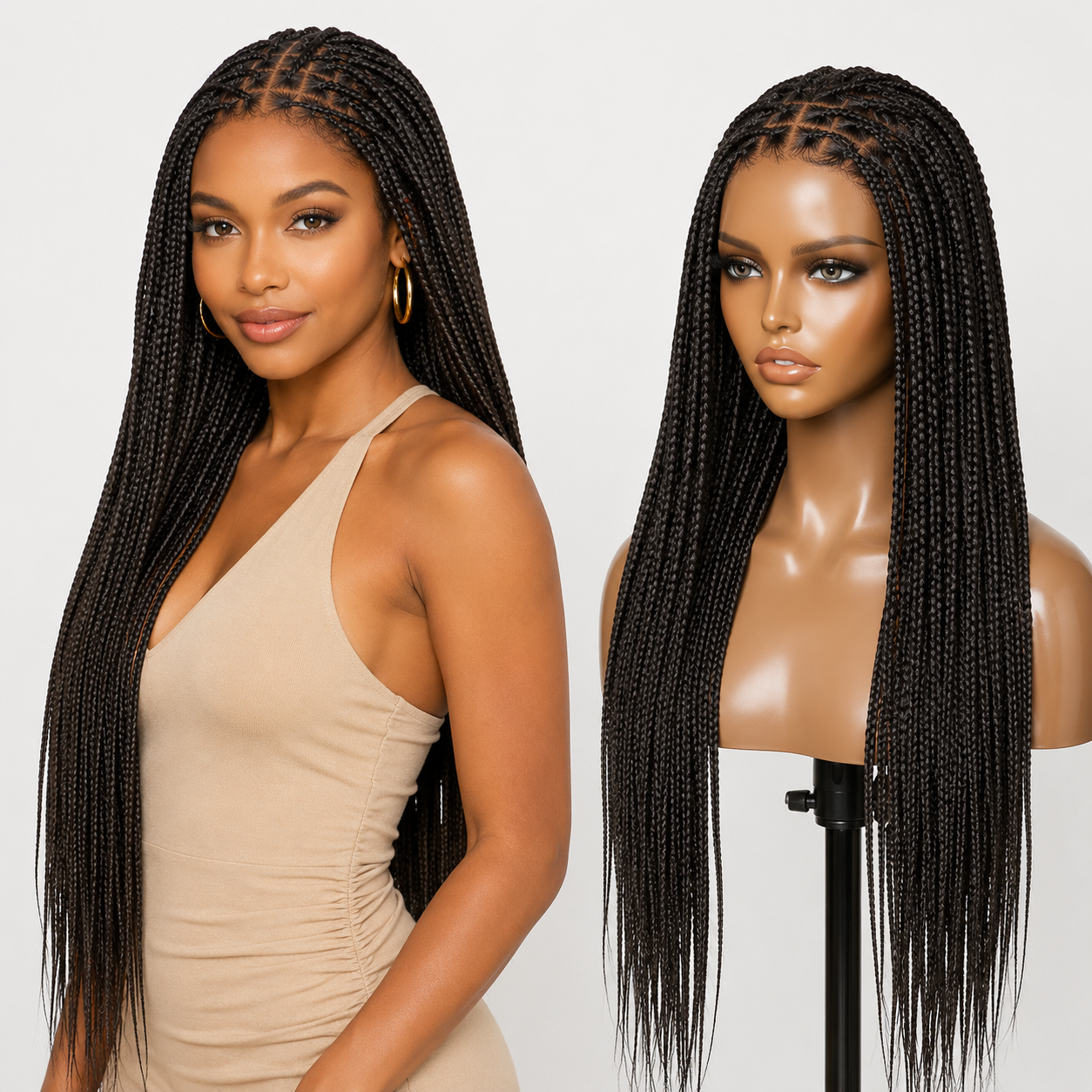 [New Arrival] Salon Braids Super Natural Scalp Full HD Lace Knotless Box Braided Wig Flexi-Fit Invisi Drawstring Cap Miracle Knots Limited Time Offer 