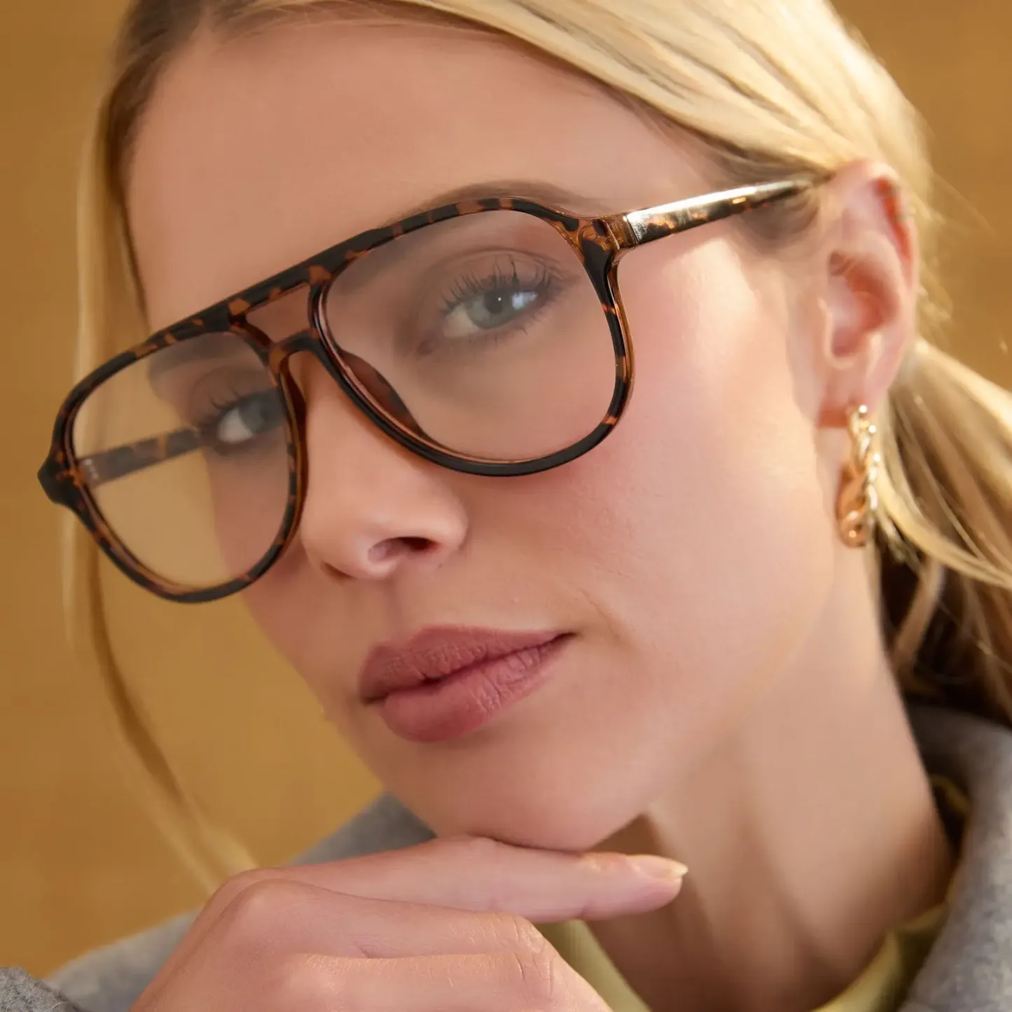 Tortoise Blue Light Aviator Readers - Stylish Lightweight Trendy Frames