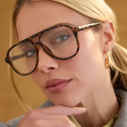 Tortoise Blue Light Aviator Readers - Stylish Lightweight Trendy Frames