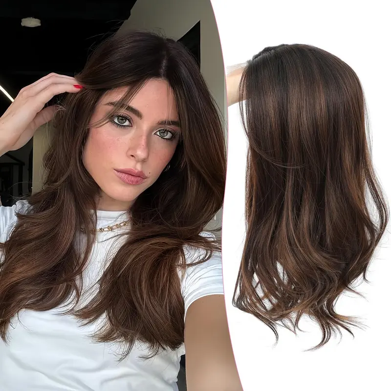 18 Inch Loose Wavy Hair Topper for Women – Lightweight Clip-In Topper with Natural Scalp Look, Seamless Coverage & Volume for Everyday Wear