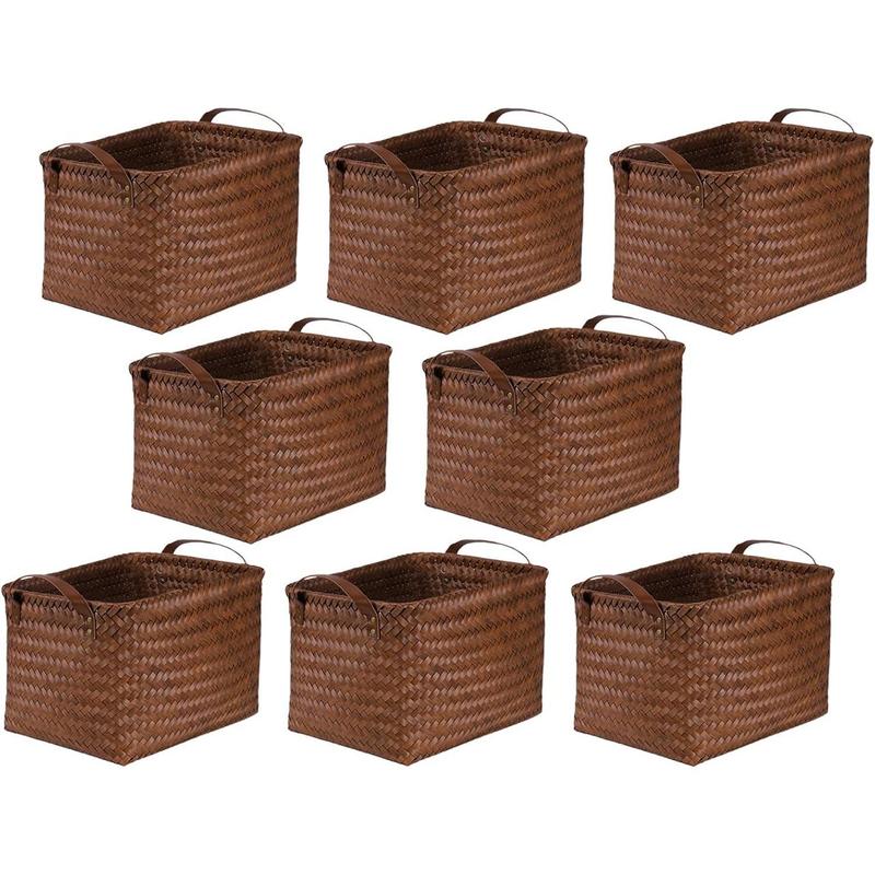 4 Pack Handwoven Wicker Storage Baskets, Large Storage Bins, Rattan Style Home Storage Organizer for Shelves, Closet, Laundry Hampers, Clothes & Blanket Storage, Bedroom & Bathroom Organization
