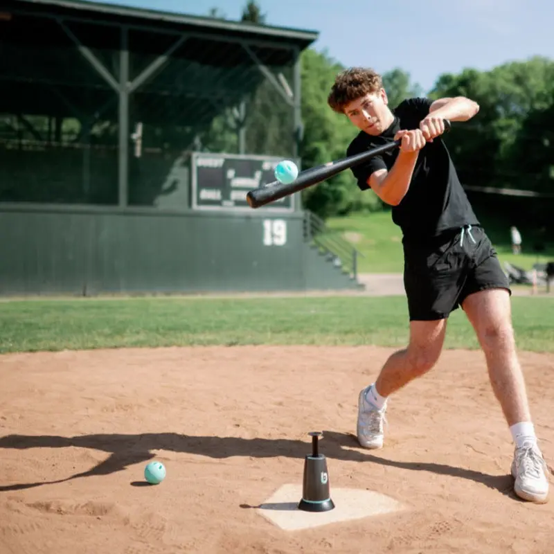 Baseball Training Hitting Aid with 46" Pop Height & 3-Second Dwell Time for Solo Drills