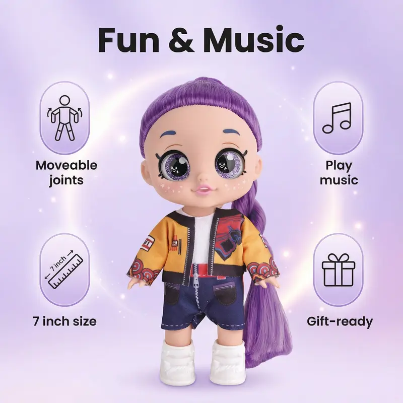 Kpop dolls anime action figure set,10 inch 5 joints can play music,rumi mira zoey dolls,gifts for kids,girls&boys toys
