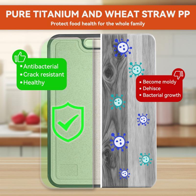 Dual-Side Anti-Mold Titanium Alloy Cutting Board: Raw/Cooked Separation + Juice Groove + Garlic Grinding Zone, All-in-One Kitchen Solution