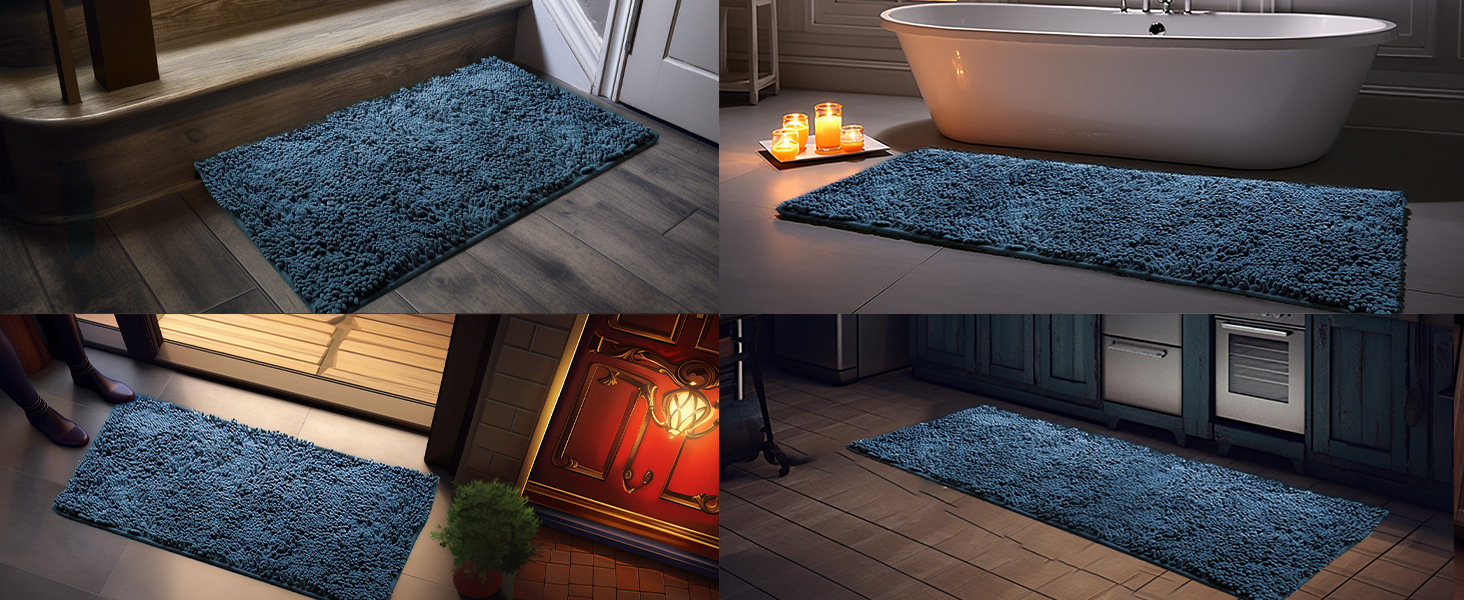 Super Absorbent Door Mat Indoor, Microfiber Quick Dry Chenille Entryway Rug, Non-Slip Front Door Mat, Indoor Mats for Entryway, Machine Washable Pet Rug, Grey 30"x19"
