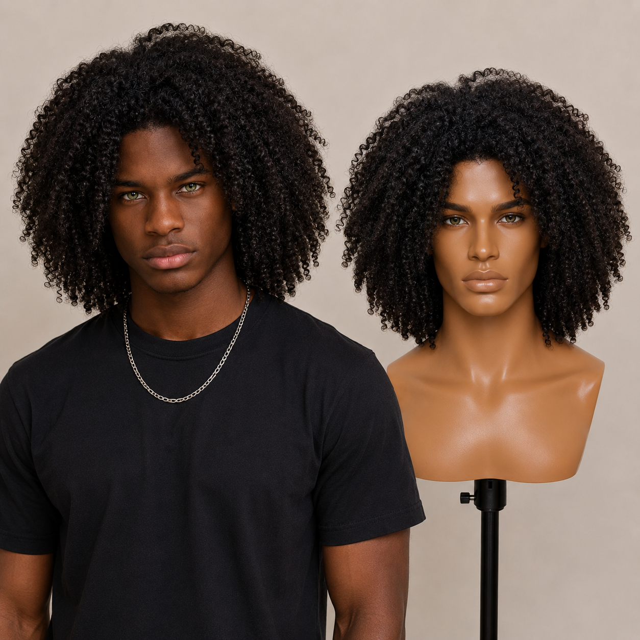 African-Style Synthetic Braided Wig — Men's Full-Head Wig