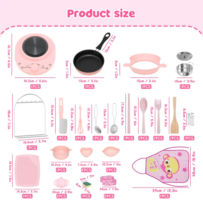 Kids Cooking Set | 28PCS Real Kitchen Starter Kit, Educational Cooking Toys, Gift for Boys & Girls Ages 6-12