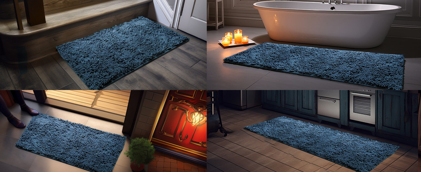 Super Absorbent Door Mat Indoor, Microfiber Quick Dry Chenille Entryway Rug, Non-Slip Front Door Mat, Indoor Mats for Entryway, Machine Washable Pet Rug, Grey 30"x19"