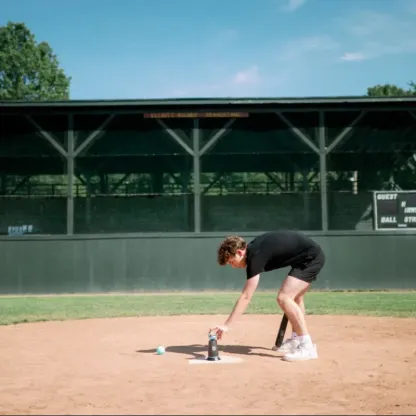 Baseball Training Hitting Aid with 46" Pop Height & 3-Second Dwell Time for Solo Drills