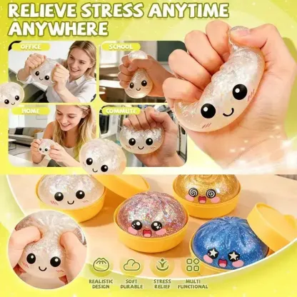 Dumpling Squishy Toy, Colorful Stress Relief Ball, Soft Squeeze Decompression Toy, Stress Relaxation Gift for Adults