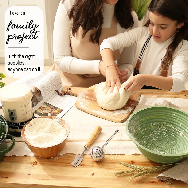 Super All-Inclusive Sourdough Starter Kit, Sourdough Bread Baking Supplies for Beginner with Pot, Banneton Bread Proofing Baskets, Starter Jar, Scraper, Scale, Recipe Book, Bread Making Tools & More