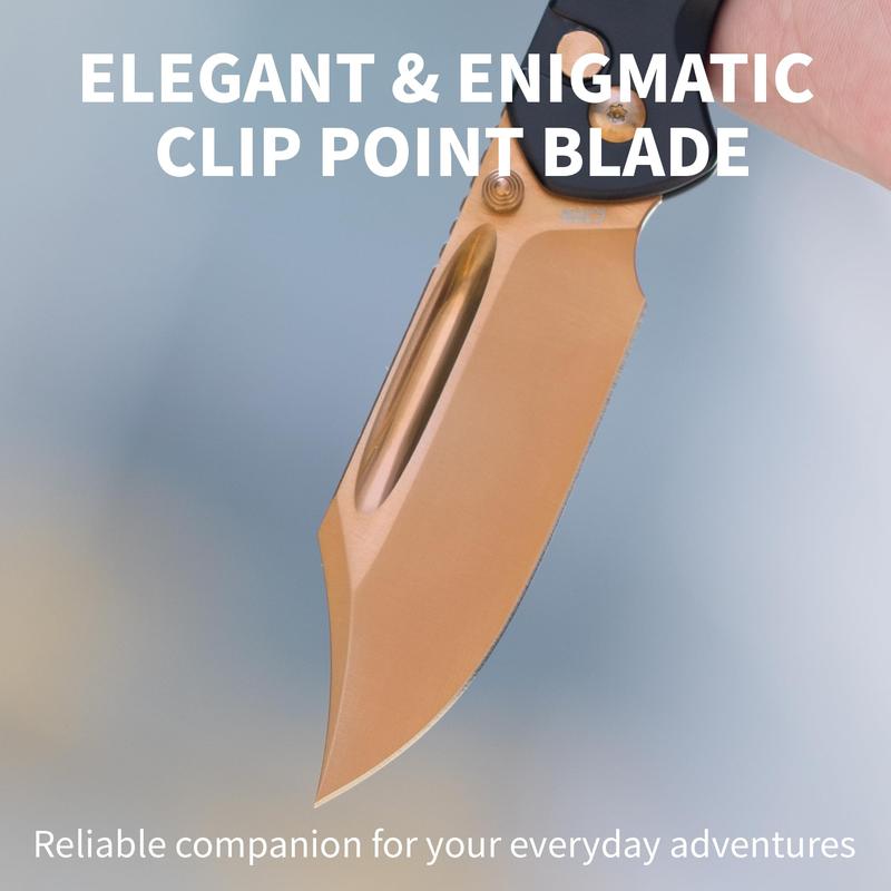 Pyrite Pocket Tool Knife, EDC Knife with 3.15'' AR-RPM9 Steel, Hunting Knife with Steel Handle for Camping and Emergency Survival Gear