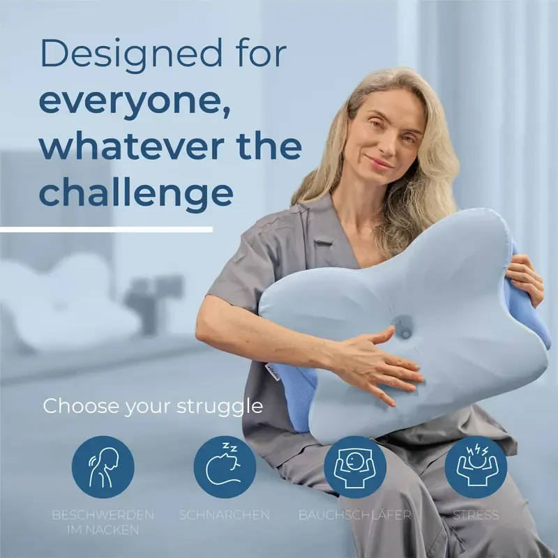 Cervical Neck Pillow – Ergonomic Memory Foam Neck Support for All Sleep Positions | Pain Relief, Cooling, Breathable, and Contoured Design for Optimal Sleep Comfort | Ideal for Side, Back, and Stomach Sleepers