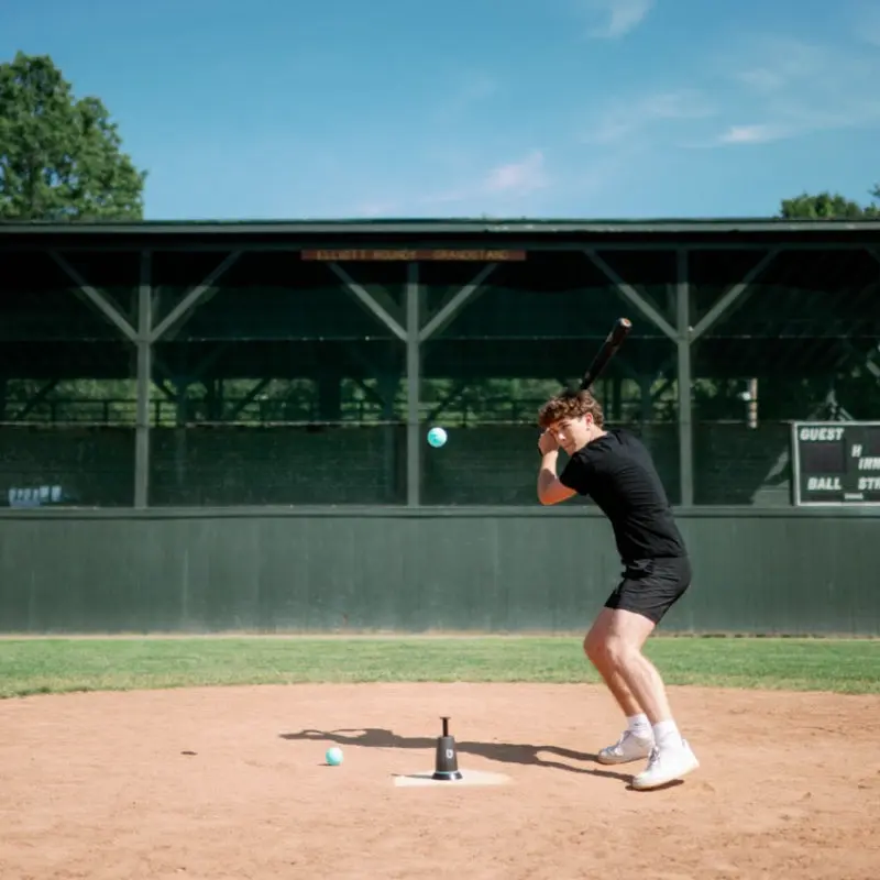 Baseball Training Hitting Aid with 46" Pop Height & 3-Second Dwell Time for Solo Drills