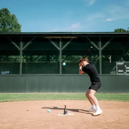 Baseball Training Hitting Aid with 46" Pop Height & 3-Second Dwell Time for Solo Drills