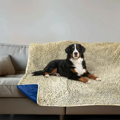 Dog Blanket - Chenille Water Absorption Blanket for Bed & Couch Cover for Dogs Washable, Anti-Slip Soft and Durable Furniture Protector for Dogs - Grey 30"x70"