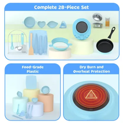 Kids Cooking Set | 28PCS Real Kitchen Starter Kit, Educational Cooking Toys, Gift for Boys & Girls Ages 6-12