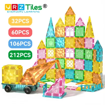 Magnetic Tiles,Preschool Magnet Building Cubes,Learning Construction Stacking Blocks,Cognitive & Math Development Toy for Toddlers,Kids Educational Playset,Children's Day Gift for 3 4 5 6 Year Old