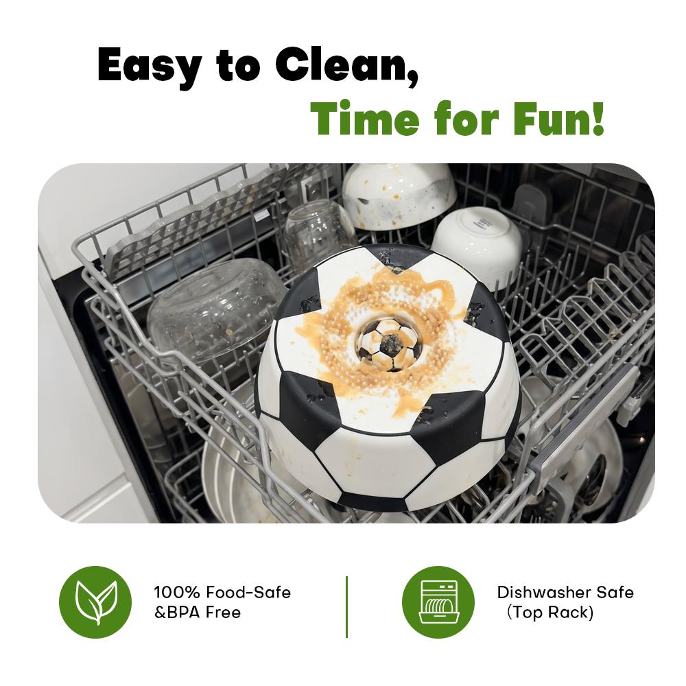 Limit Free gift, PawPace Soccer Style Multi purpose dog bowl with Free Peanut Butter Spatula,Dog Liquid Slow Feeder,Lick Bowl Mat with Ball ,8 Extra Large Suction Cups,No Mess Liquid Treat Enrichment Bowl for Dogs
