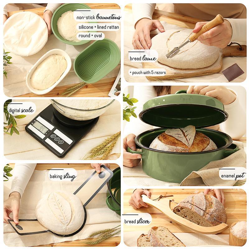 Super All-Inclusive Sourdough Starter Kit, Sourdough Bread Baking Supplies for Beginner with Pot, Banneton Bread Proofing Baskets, Starter Jar, Scraper, Scale, Recipe Book, Bread Making Tools & More