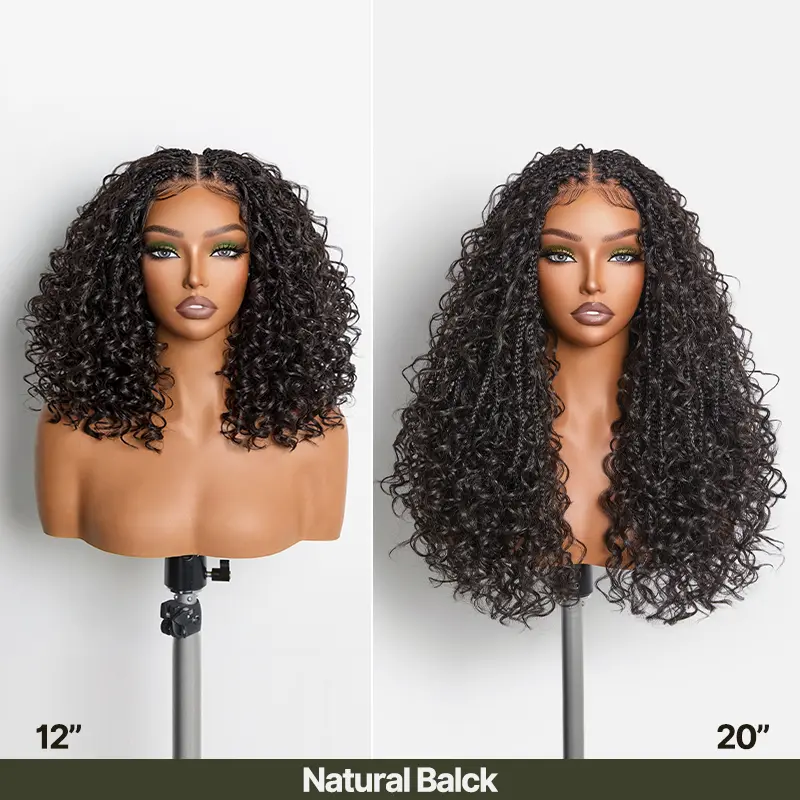 13x6 HD Pre-Cut Lace Wig | Glueless, Wear & Go, Boho Braids Water Wave Wig – Premium Fiber, Beginner Friendly
