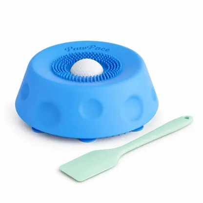 PawPace Soccer Style Multi purpose dog bowl with Free Peanut Butter Spatula,Dog Liquid Slow Feeder,Lick Bowl Mat with Ball ,8 Extra Large Suction Cups,No Mess Liquid Treat Enrichment Bowl for Dogs