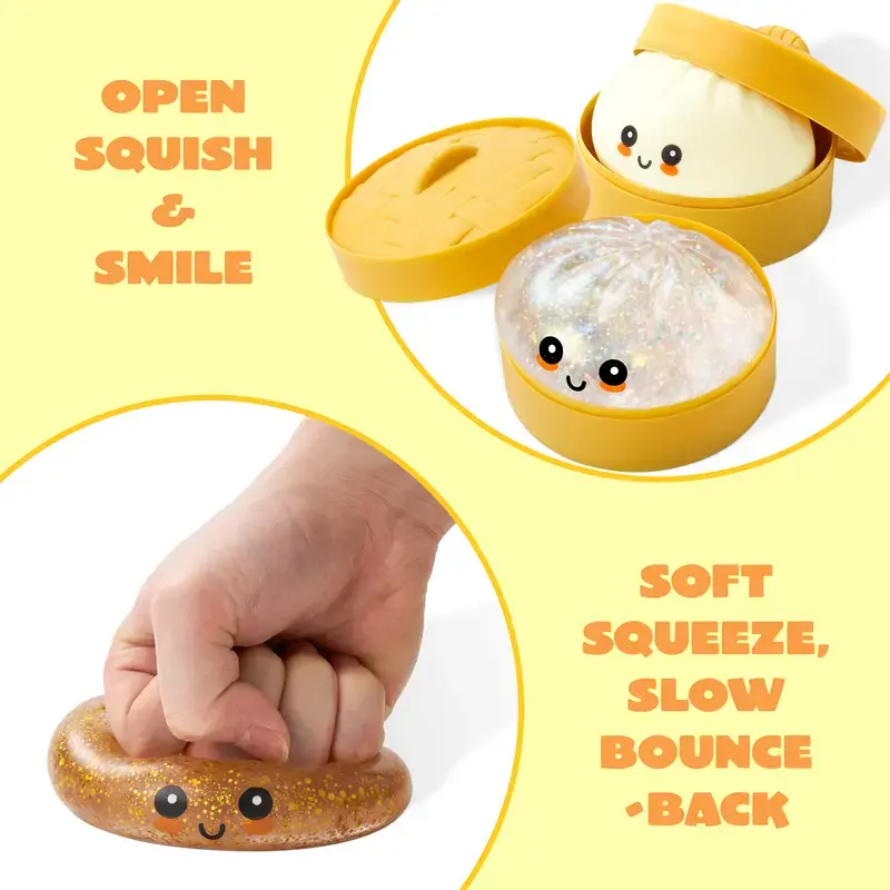 Dumpling Squishy Toy, Colorful Stress Relief Ball, Soft Squeeze Decompression Toy, Stress Relaxation Gift for Adults