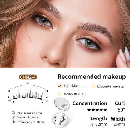 【BUY 1 GET 2】Magnetic Eyelashes with Applicator Natural Look, Reusable Eyelashes Magnetic Lashes, No Glue Needed Wispy False Lashes Kit Easy to Wear and Remove (Natural+Devil)