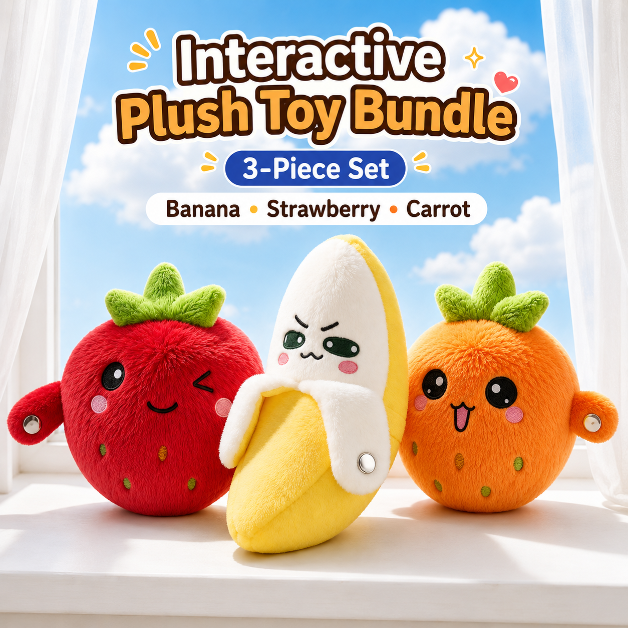 IMeet the Musical Fruit Friends  Soft, silly and full of sound—activate your fruit plush and turn ordinary playtime into a funny musical moment.