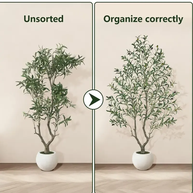 Realistic Artificial Olive Tree with Thick Trunk & Lifelike Fruit – 5/6/7/8FT, Perfect for Home & Office Décor with Round White Pot