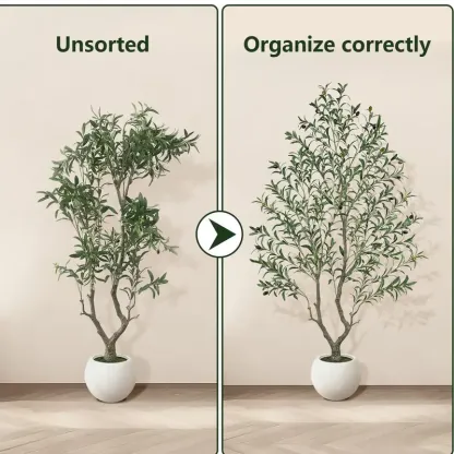 Realistic Artificial Olive Tree with Thick Trunk & Lifelike Fruit – 5/6/7/8FT, Perfect for Home & Office Décor with Round White Pot