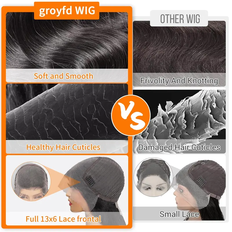 Lace Front Wigs Human Hair 200% Density 13x6 Pre Plucked HD Front Lace Wig Natural Hairline with Baby Hair Glueless Wigs for Women（price only during new shop boost）