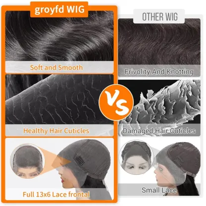 Lace Front Wigs Human Hair 200% Density 13x6 Pre Plucked HD Front Lace Wig Natural Hairline with Baby Hair Glueless Wigs for Women（price only during new shop boost）
