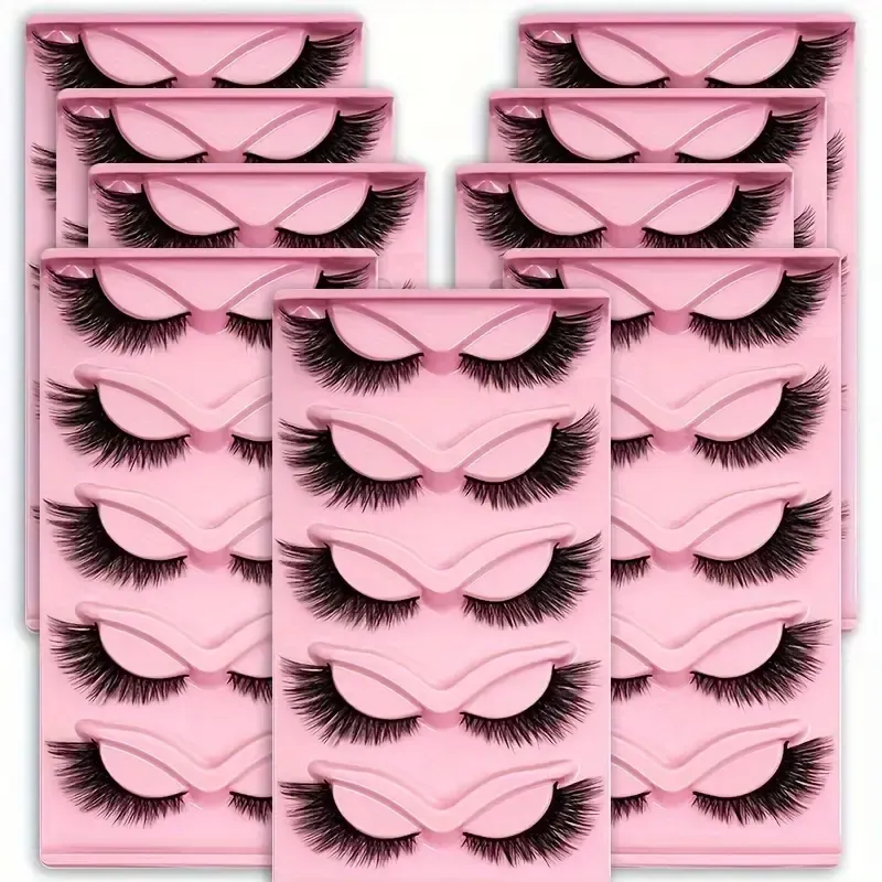 Cat Eye False Lashes – Wispy Dramatic Reusable Strip Lashes (Use with Lash Glue) | 3 Packs 15 Pairs