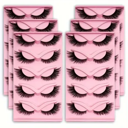 Cat Eye False Lashes – Wispy Dramatic Reusable Strip Lashes (Use with Lash Glue) | 3 Packs 15 Pairs
