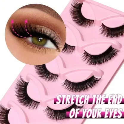 Cat Eye False Lashes – Wispy Dramatic Reusable Strip Lashes (Use with Lash Glue) | 3 Packs 15 Pairs