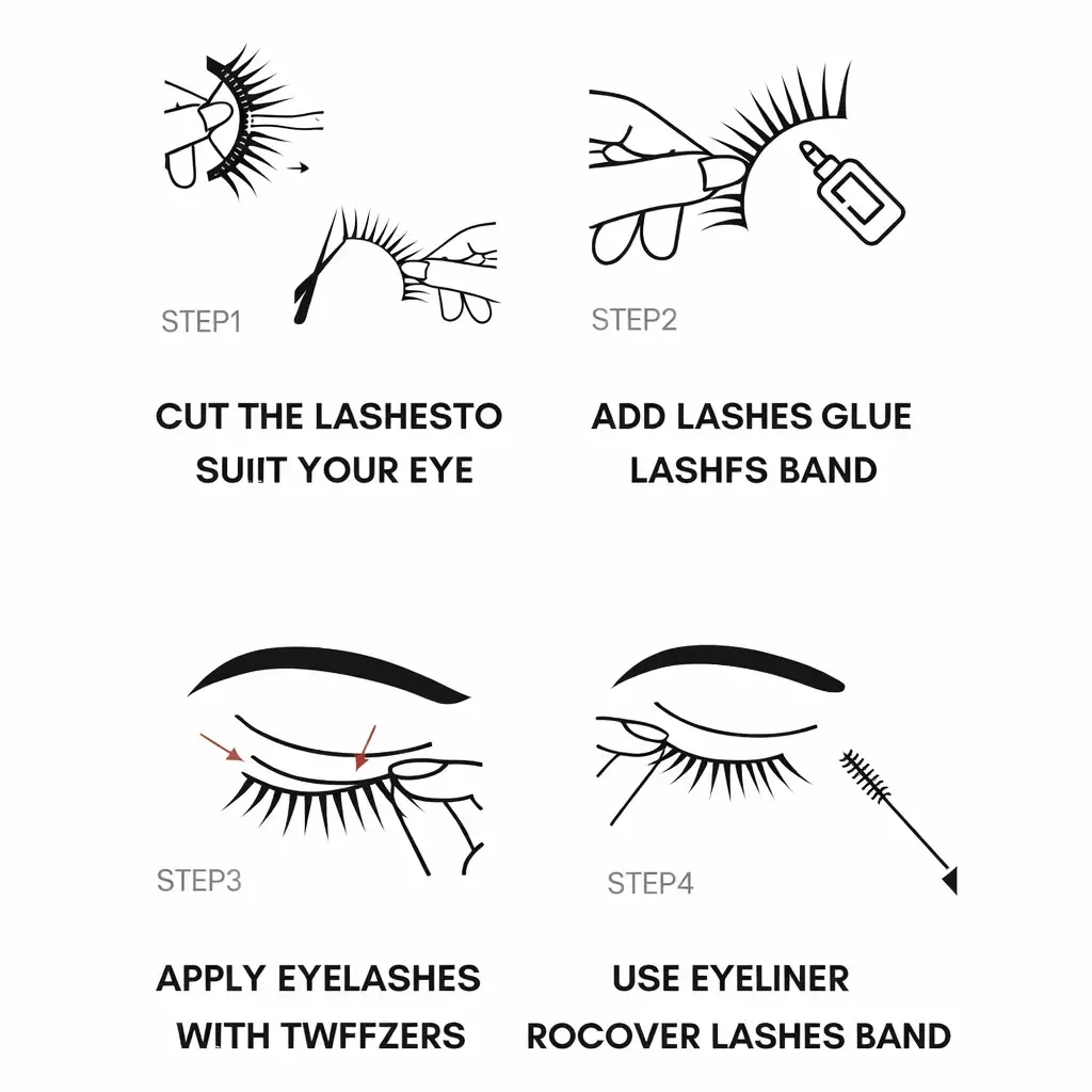Cat Eye False Lashes – Wispy Dramatic Reusable Strip Lashes (Use with Lash Glue) | 3 Packs 15 Pairs