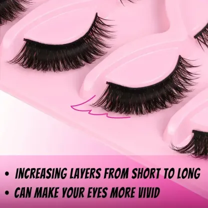 Cat Eye False Lashes – Wispy Dramatic Reusable Strip Lashes (Use with Lash Glue) | 3 Packs 15 Pairs