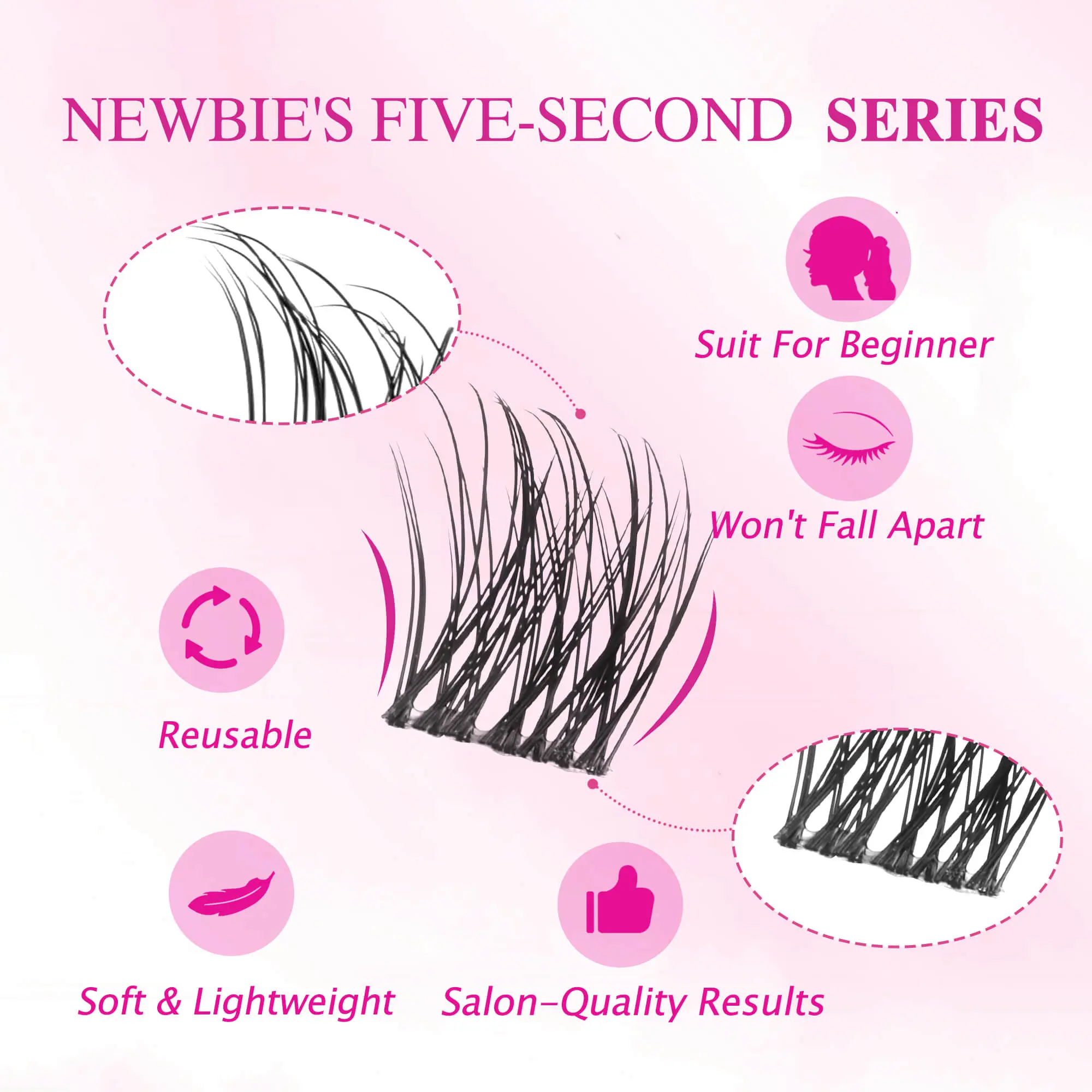 Dreamy Cluster Lashes Kit Individual Lash Extensions With Bond & Seal+ Tweezer Newbie's Five-Second DIY Dramatic Volume Eyelash Wispy Faux Mink Lash Mixed Length Tray for Self Application at Home Makeup Cosmetic