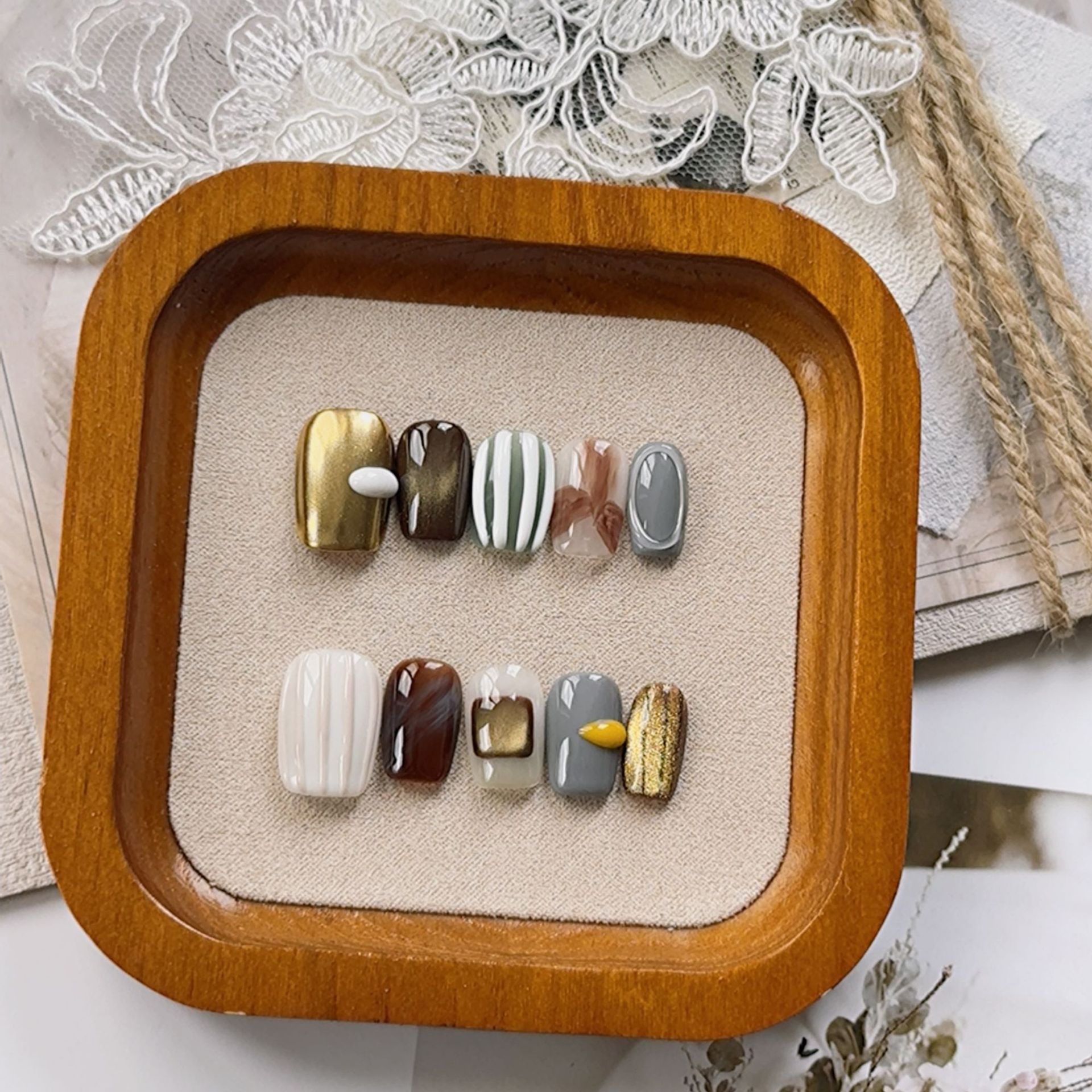 Handmade 3D Press-On Nails – Sculpted Almond Faux Nails for Every Style, All Genders Welcome
