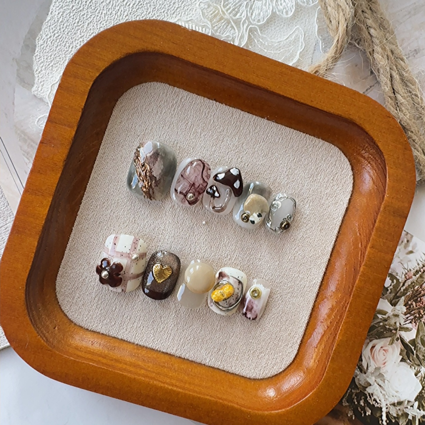 Handmade 3D Press-On Nails – Sculpted Almond Faux Nails for Every Style, All Genders Welcome