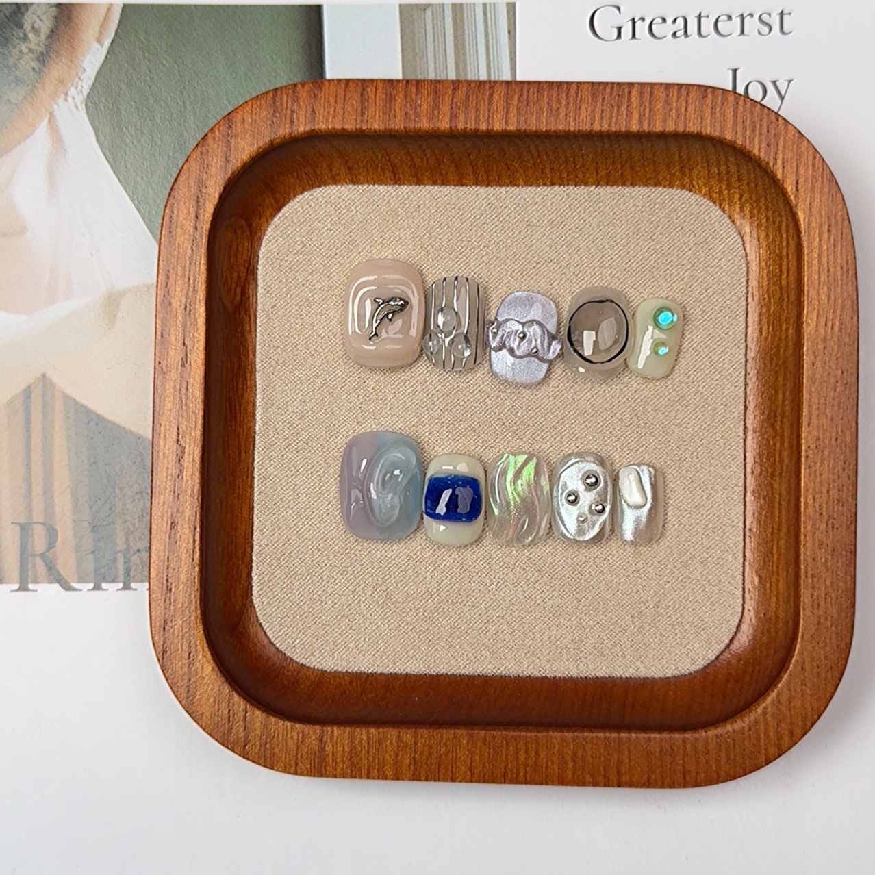 Handmade 3D Press-On Nails – Sculpted Almond Faux Nails for Every Style, All Genders Welcome