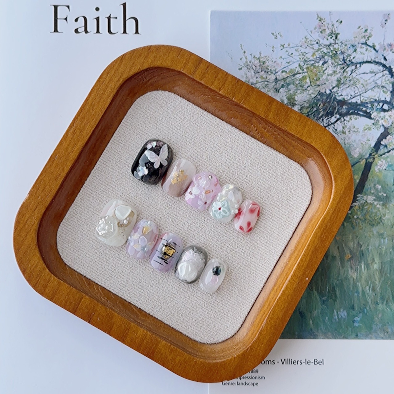 Handmade 3D Press-On Nails – Sculpted Almond Faux Nails for Every Style, All Genders Welcome