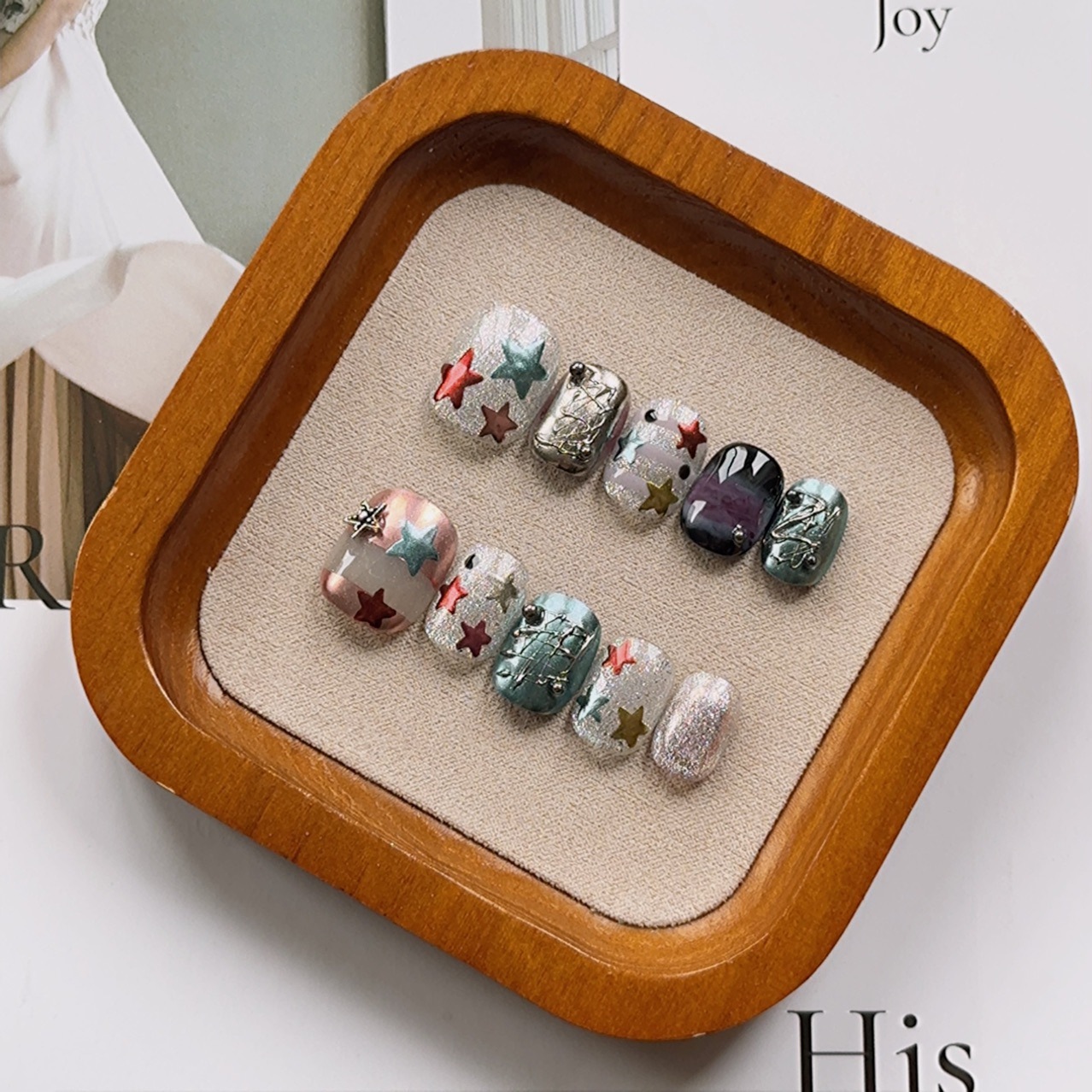 Handmade 3D Press-On Nails – Sculpted Almond Faux Nails for Every Style, All Genders Welcome