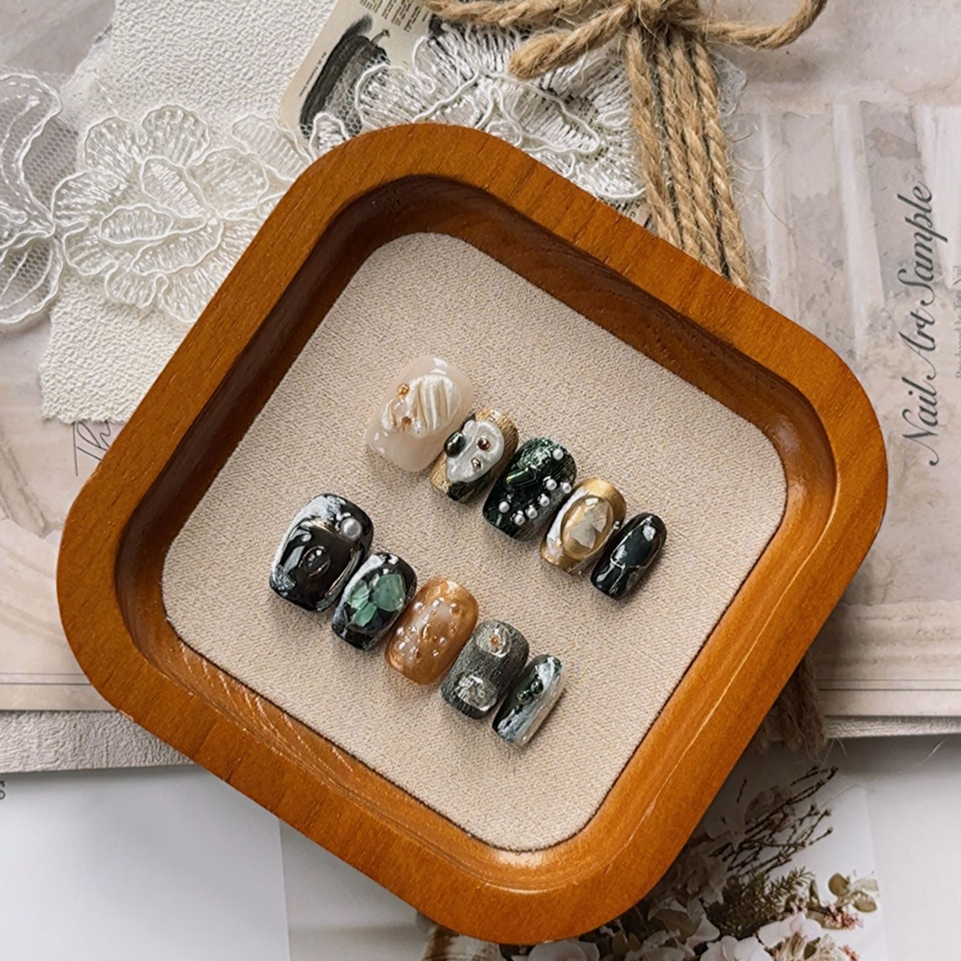 Handmade 3D Press-On Nails – Sculpted Almond Faux Nails for Every Style, All Genders Welcome
