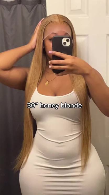 Honey Blonde 13x6 HD Transparent Lace Front Wig Human Hair Pre Plucked Honey Blonde Wig Human Hair 180% Density Lace Frontal Wigs Colored 