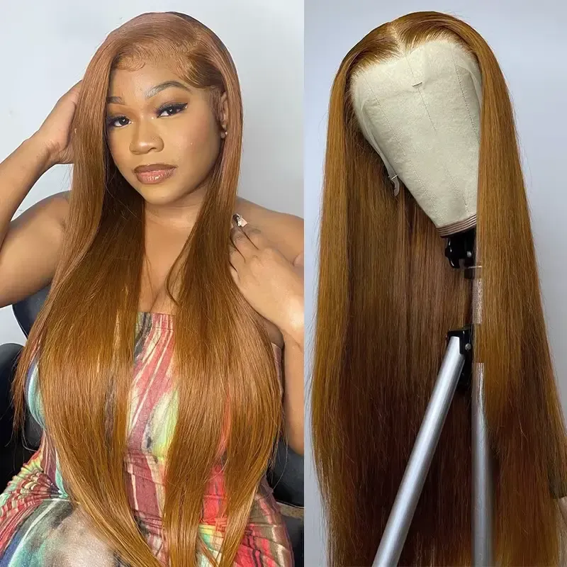 Honey Blonde 13x6 HD Transparent Lace Front Wig Human Hair Pre Plucked Honey Blonde Wig Human Hair 180% Density Lace Frontal Wigs Colored 