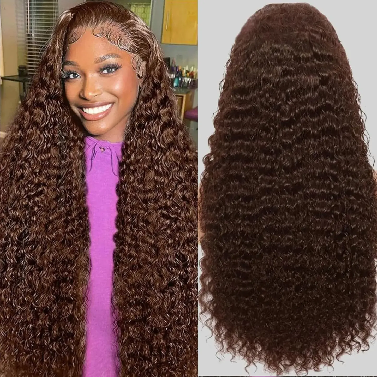 Colorful 30in 13X6 Chocolate Brown Deep Wave HD Transparent Lace Front Wigs Human Hair 99J Red Burgundy Colored Deep Wigs 4/27 Highlight Ombre Human Hair Curly Wigs Black Deep Wigs Pre Plucked With Baby Hair Summervibes