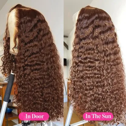 Colorful 30in 13X6 Chocolate Brown Deep Wave HD Transparent Lace Front Wigs Human Hair 99J Red Burgundy Colored Deep Wigs 4/27 Highlight Ombre Human Hair Curly Wigs Black Deep Wigs Pre Plucked With Baby Hair Summervibes